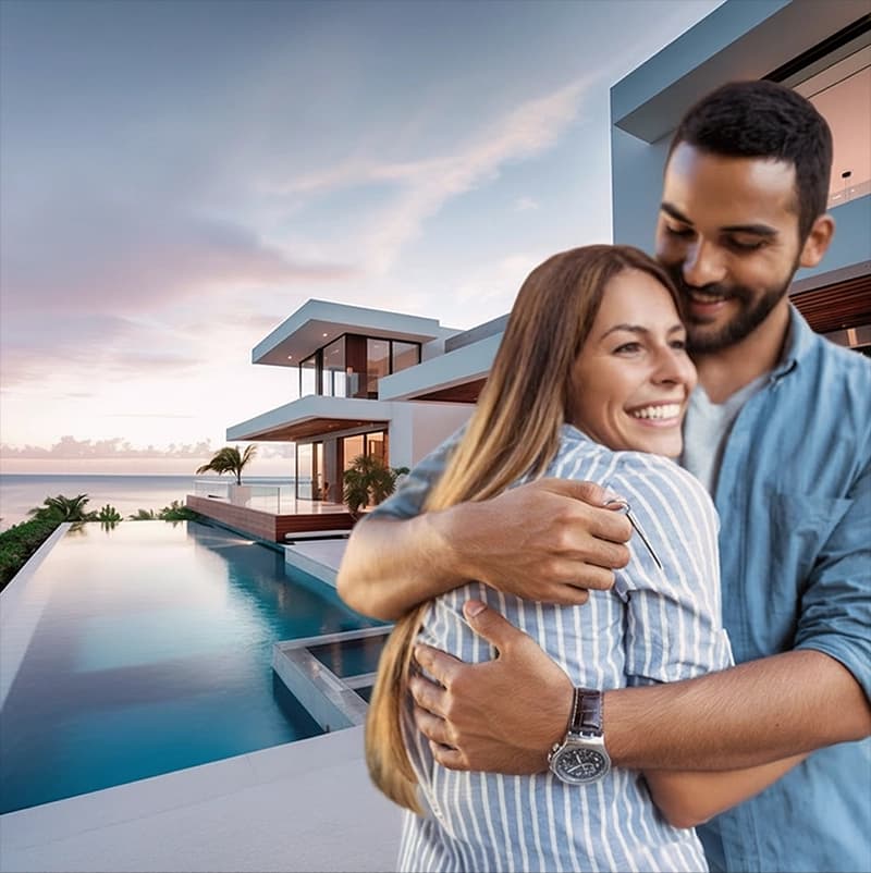 Couple enjoying a luxury villa in Portugal with infinity pool by the sea - Why move to Portugal?